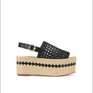 Tory Burch DANDY Espadrilles Flat Sandals Woven Leather Wedges Pumps 8.5